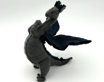 Gray dragon made of felt I toy I decorative figure I Dragon I handmade toy