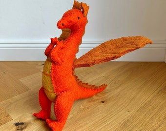 Dragon orange made of felt I toy I decorative figure I Dragon I handmade toy I felt dragon I felt figure I dragon game