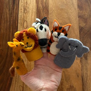 Fingerpuppen Wildtiere, Afrika, Safari, Fingerspiel Filz, Lernspiel, Löwe, Tiger, Elefant, Zebra, Giraffe Bild 2