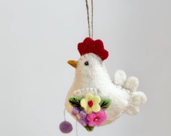 Chicken pendant with flowers | Easter decoration | Easter bouquet | Felt Easter decoration | Easter bunny | Spring