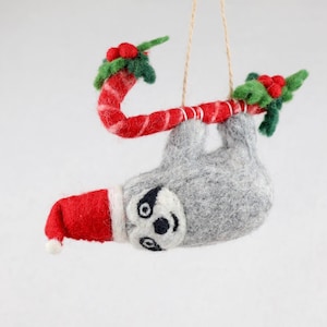 Weihnachtsanhänger Faultier I  Christbaumschmuck I Weihnachtsdeko I Winter Weihnachtsbaum I Zuckerstange I Faultier I lustige Weihnachtsdeko