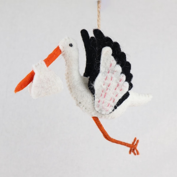 Stork Pendant | Felt Christmas Tree Ornament | Christmas Decoration | Baby Shower | Stork | Spring Decoration