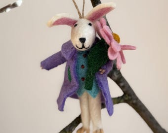 Rabbit pendant with flower | Easter decoration | Easter bouquet | Felt Easter decoration | Easter bunny | Spring
