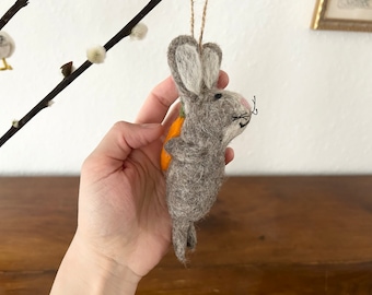 Pendant rabbit with carrot I Easter decoration I Easter decoration I I Easter bouquet I Felt decoration Easter I Easter bunny I Spring I Carrot felt