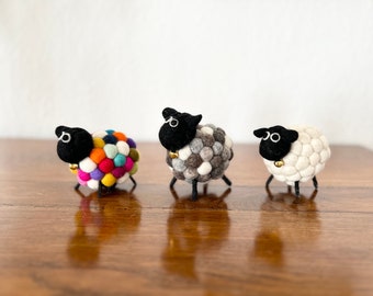 Felted sheep made of felt balls I handmade home decoration I felt decoration I farm animal I sheep I shepherd