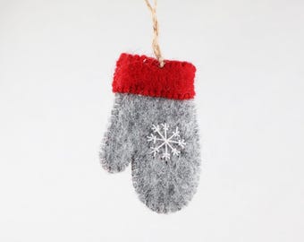 Christmas ornament glove light grey with red | Christmas tree decoration | Christmas tree decoration | Christmas tree | Christmas decoration | Snowflake |
