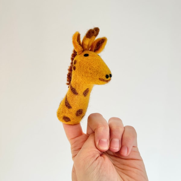 Niedliche Fingerpuppe Giraffe aus Filz I Fingerspiel I Safari I Afrikanische Tiere I Spielzeug Montessori I Geschichten erzählen