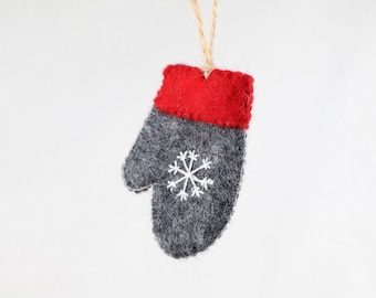Christmas ornament glove dark grey with red | Christmas tree decoration | Christmas tree decoration | Christmas tree | Christmas decoration | Snowflake |