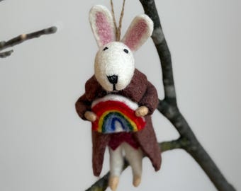 Rabbit pendant with rainbow | Easter decoration | Easter decoration | Easter bouquet | Felt Easter decoration | Easter bunny | Spring