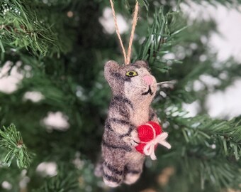 Décorations De Noël En Forme De Chat - Boules En Plastique Acrylique 3D, Avec Paillettes Et Flocons De Neige - 13