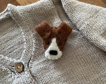 felt pin brooch dog dog