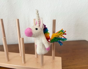 Niedliche Fingerpuppe Einhorn aus Filz I Fingerspiel I Pegasus I Spielzeug Montessori I Geschichten erzählen