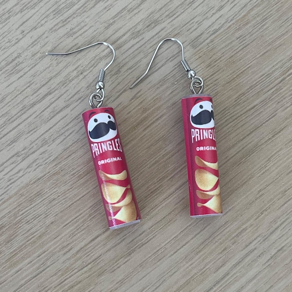 Pringles Earrings, Crisp Earrings, Walkers Crisps, Mini Brand Earrings, Secret Santa, Snacks, Dangly Earrings, Funky Jewellery, Fun Earrings