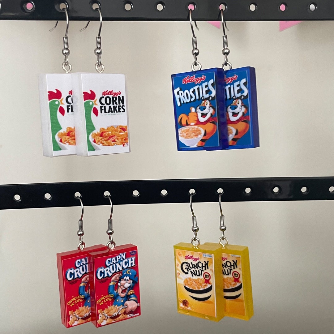 Cereal Box Dangly Earrings Novelty Gift for Her Him Crunch Etsy UK