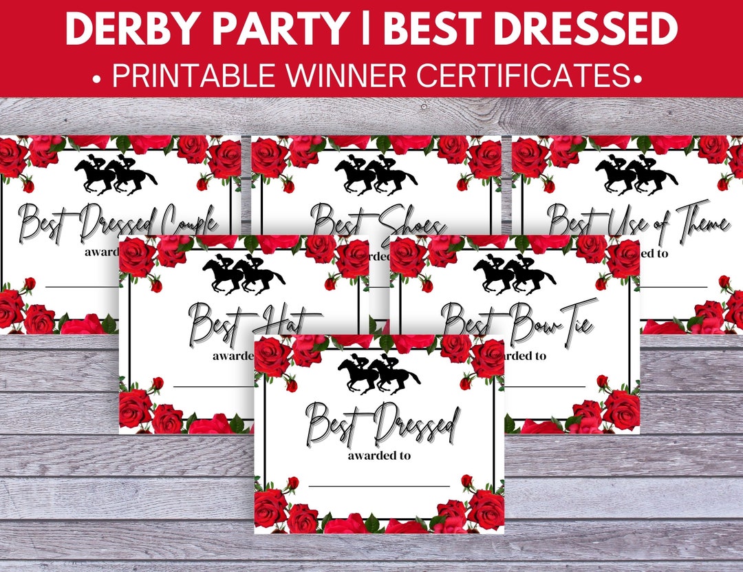 Derby Party Game Best Dressed Certificates Etsy