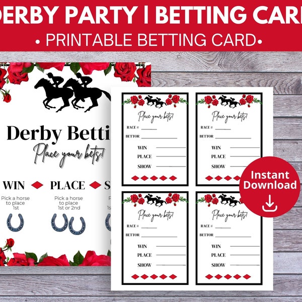 Derby Party Betting Card | Win - Place - Show