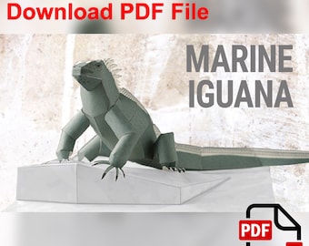Marine Iguana, PaperCraft, 3D paper model, animal, zoo, paper craft, template PDF, Diy paper model, gift, origami, paper, model, craft