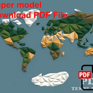 Weltkarte, PaperCraft, 3D Papiermodell, Tier, Zoo, Papierbasteln, Vorlage PDF, Diy Papiermodell, Geschenk, Origami, Papier, Modell, Basteln