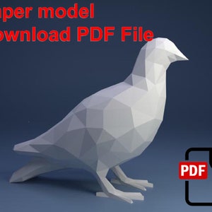 Duif, PaperCraft, 3D-papiermodel, dier, dierentuin, papierambacht, sjabloon PDF, DIY-papiermodel, geschenk, origami, papier, model, ambacht
