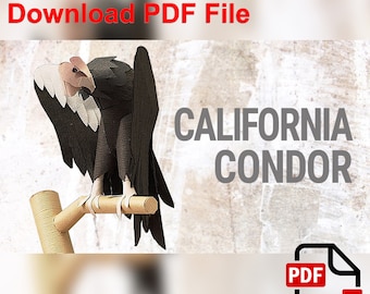 California Condor, PaperCraft, 3D paper model, animal, zoo, paper craft, template PDF, Diy paper model, gift, origami, paper, model, craft