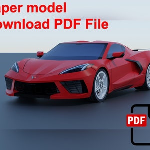 May include: Red paper model of a Corvette sports car. Download PDF File.