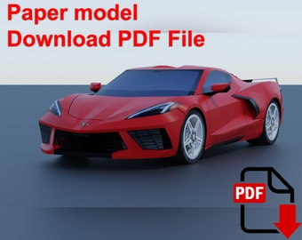 C8 Corvette, PaperCraft, 3D paper model, animal, zoo, paper craft, template PDF, Diy paper model, gift, origami, paper, model, craft