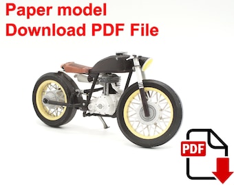 Cafe Racer Paper Model, DIY 3D Papercraft (PDF Template)