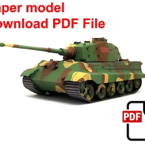 Tiger 2, PaperCraft, modèle en papier 3D, soldat, char, création d'oeuvres d'art en papier, modèle PDF, modèle en papier bricolage, cadeau, origami, papier, maquette, artisanat