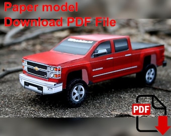 Chevy Silverado, PaperCraft, 3D paper model, animal, zoo, paper craft, template PDF, Diy paper model, gift, origami, paper, model, craft