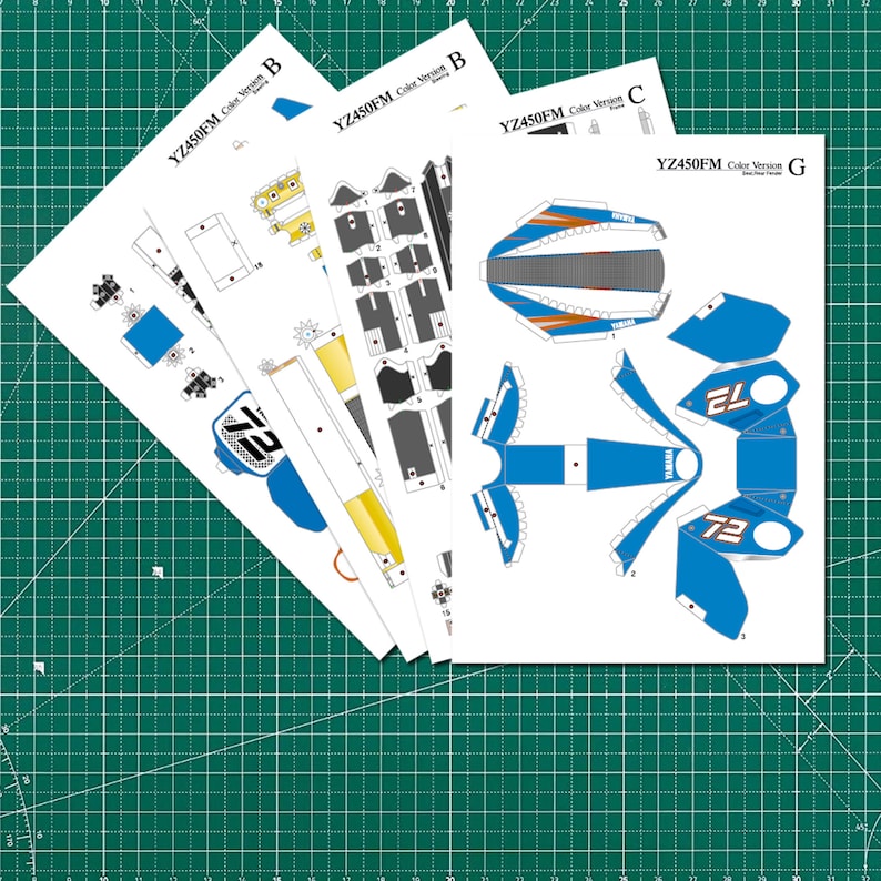 Yamaha YZ450FM Realistic Papercraft 3D Paper Model, Motorcycle, Paper