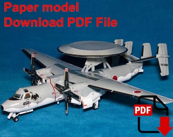 E2C Aircraft Paper Model, DIY 3D Papercraft (PDF Template)