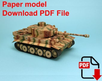Tiger 1, PaperCraft, 3D paper model, soldier, tank, paper craft, template PDF, Diy paper model, gift, origami, paper, model, craft