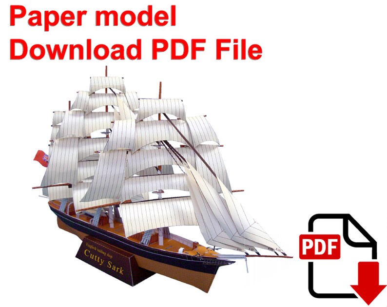 Cutty Sark Paper Model, 3D Papercraft (PDF Template) - Etsy