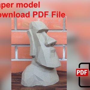 MOAI, PaperCraft, modelo de papel 3D, animal, zoológico, artesanía de papel, plantilla PDF, modelo de papel Diy, regalo, origami, papel, modelo, artesanía