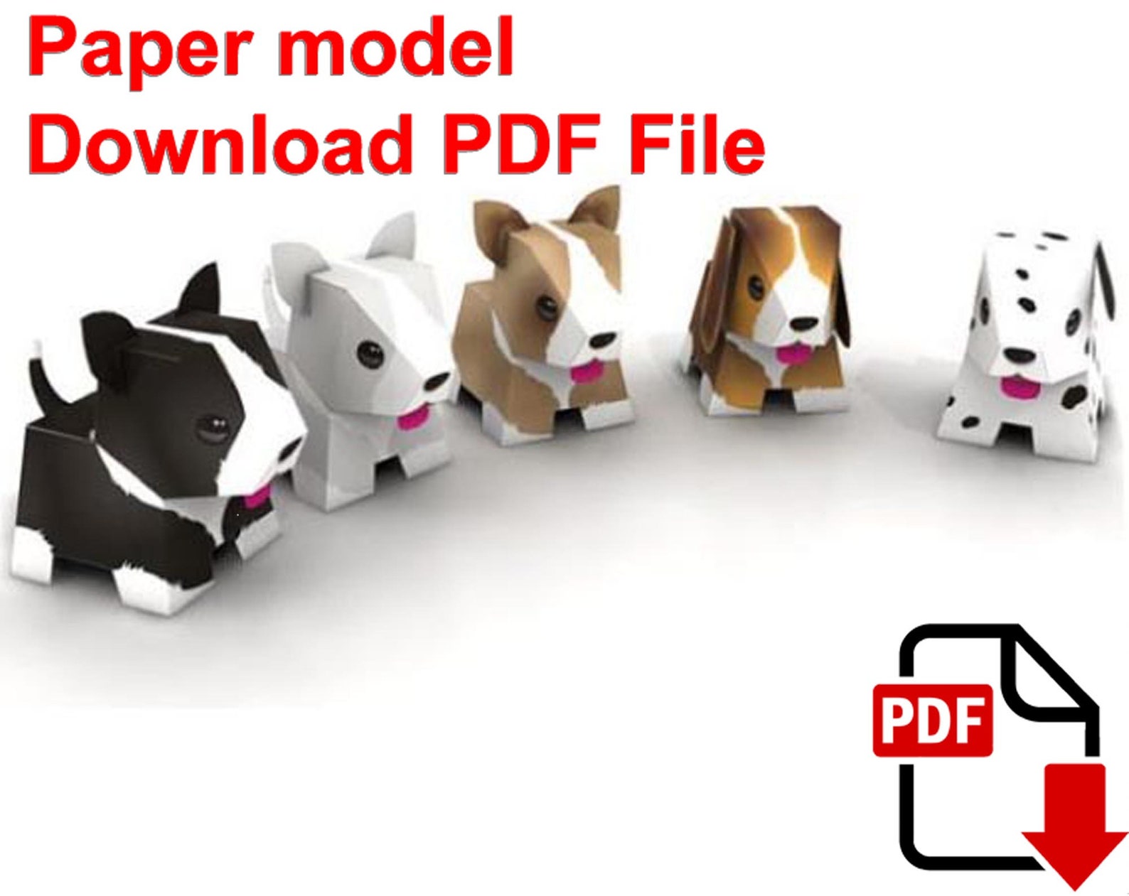 Little Dogs, Papercraft, 3D Paper Model, Animal, Zoo, Paper Craft