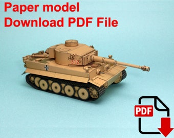 Tiger 1 gup, PaperCraft, 3D paper model, soldier, tank, paper craft, template PDF, Diy paper model, gift, origami, paper, model, craft