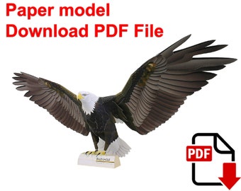 Bald eagle, PaperCraft, 3D paper model, animal, zoo, paper craft, template PDF, Diy paper model, gift, origami, paper, model, craft