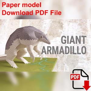 Gürteltier, PaperCraft, 3D Papiermodell, Tier, Zoo, Papierbasteln, Vorlage PDF, Diy Papiermodell, Geschenk, Origami, Papier, Modell, Basteln