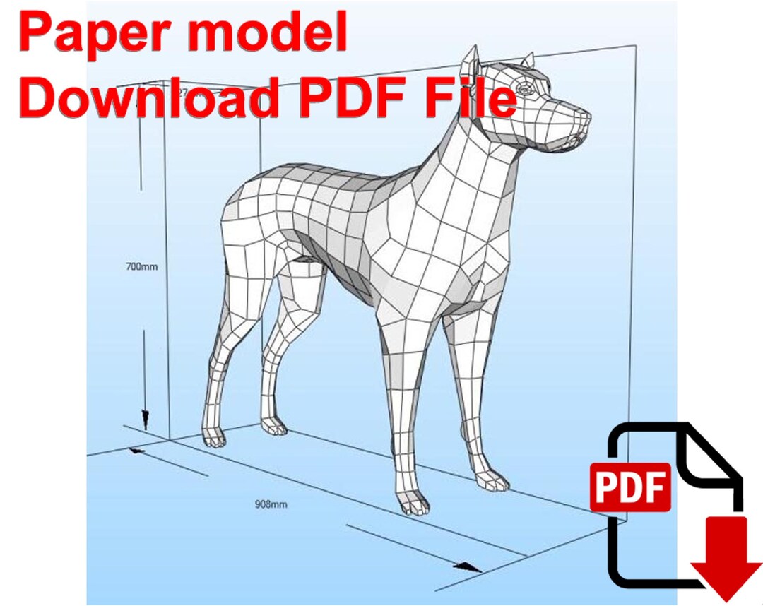 68/100cm Doberman 3D Animal Sculpture Paper Model DIY Handmade Papercraft Figur main image 0
