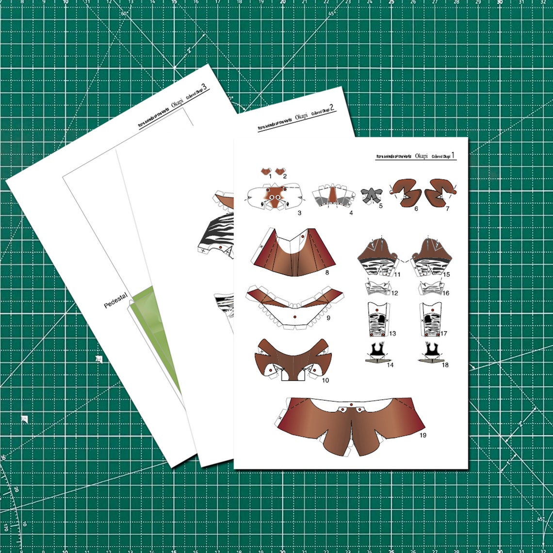 Paper Model Craft Pattern Okapi Papercraft Model, 3D Paper Animal, DIY Template (PDF) - Etsy