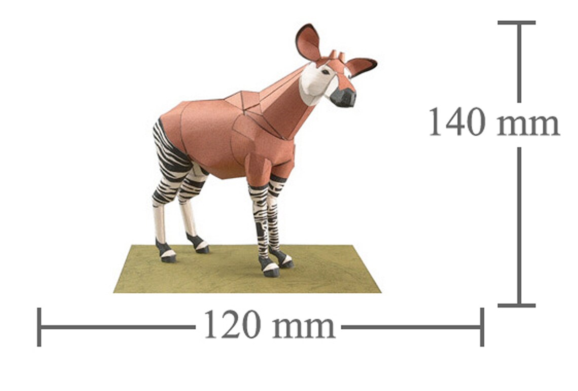 Okapi, Papercraft, 3D Paper Model, Animal, Zoo, Paper Craft, Template