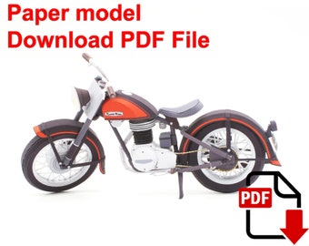 Hummer Classical Bike Paper Model, DIY 3D Papercraft (PDF Template)
