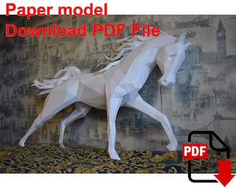 Horse, PaperCraft, 3D paper model, animal, zoo, paper craft, template PDF, Diy paper model, gift, origami, paper, model, craft