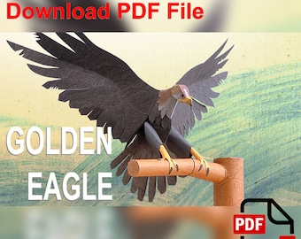 Plantilla de modelo 3D de águila dorada para manualidades en papel (PDF)