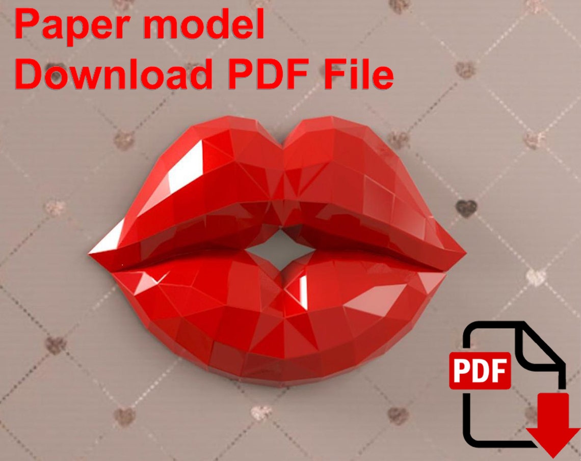Paper Model Craft Pattern 3D Paper Kiss Model, DIY Papercraft Template (PDF Pattern) - Etsy
