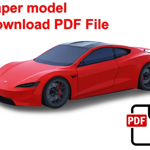 Tesla Roadster, PaperCraft, 3D paper model, animal, zoo, paper craft, template PDF, Diy paper model, gift, origami, paper, model, craft