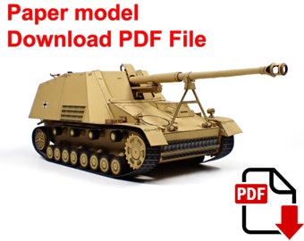 Nashorn, PaperCraft, 3D paper model, soldier, tank, paper craft, template PDF, Diy paper model, gift, origami, paper, model, craft