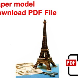 Tour Eiffel, PaperCraft, modèle en papier 3D, animal, zoo, création en papier, modèle PDF, modèle en papier bricolage, cadeau, origami, papier, modèle, artisanat