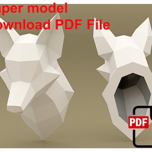 Testa di volpe, PaperCraft, modello di carta 3D, animale, zoo, artigianato di carta, modello PDF, modello di carta fai da te, regalo, origami, carta, modello, artigianato