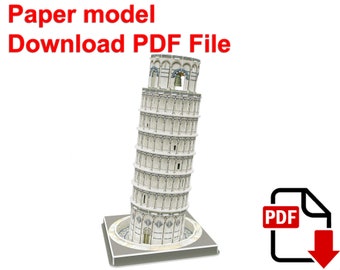 Leaning Tower of Pisa, PaperCraft, 3D paper model, animal, zoo, paper craft, template PDF, Diy paper model, gift, origami, paper, model